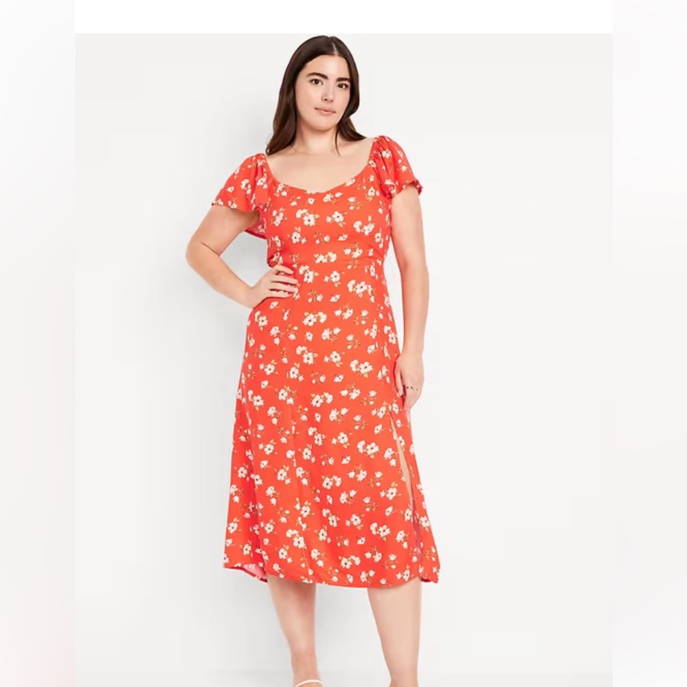 Old Navy Flutter-Sleeve Crepe Midi Dress